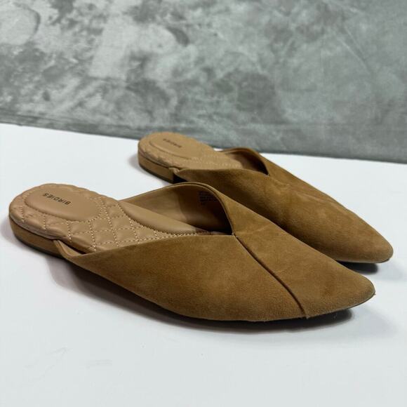 Birdies The Swan‎ Golden Oak Suede Pointed Toe Mule Size 8.5 Slipon Comfort READ - Picture 1 of 16